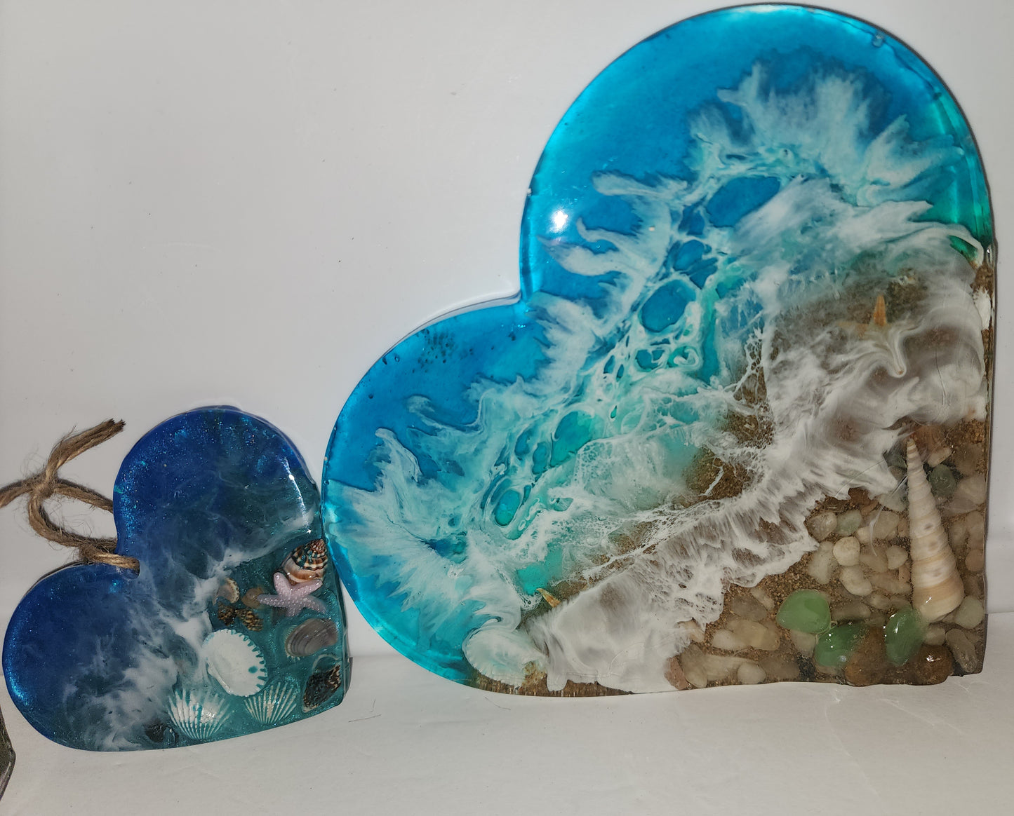 Epoxy heart shaped wall or window art.