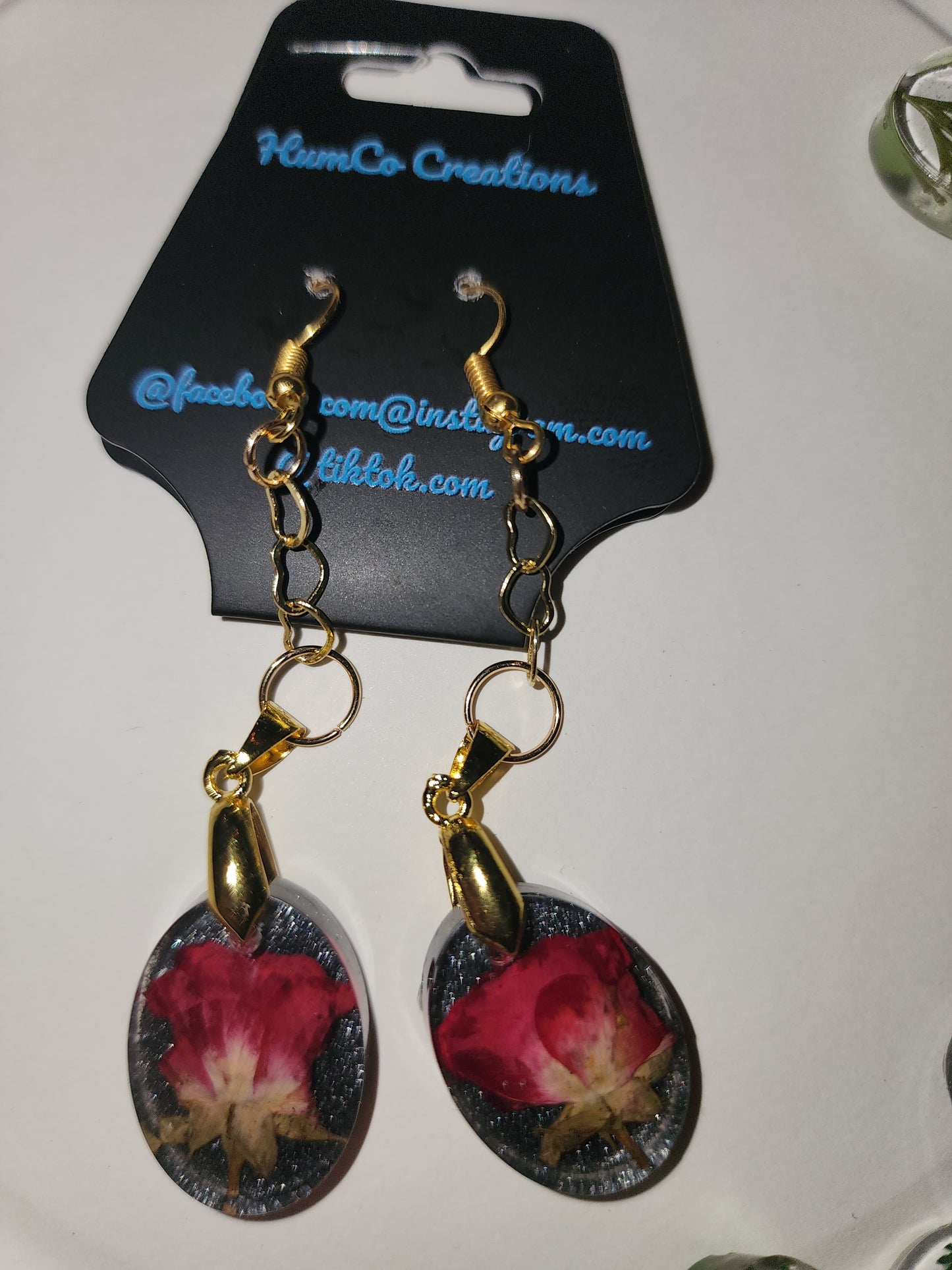 Beautiful deep red Rose earrings