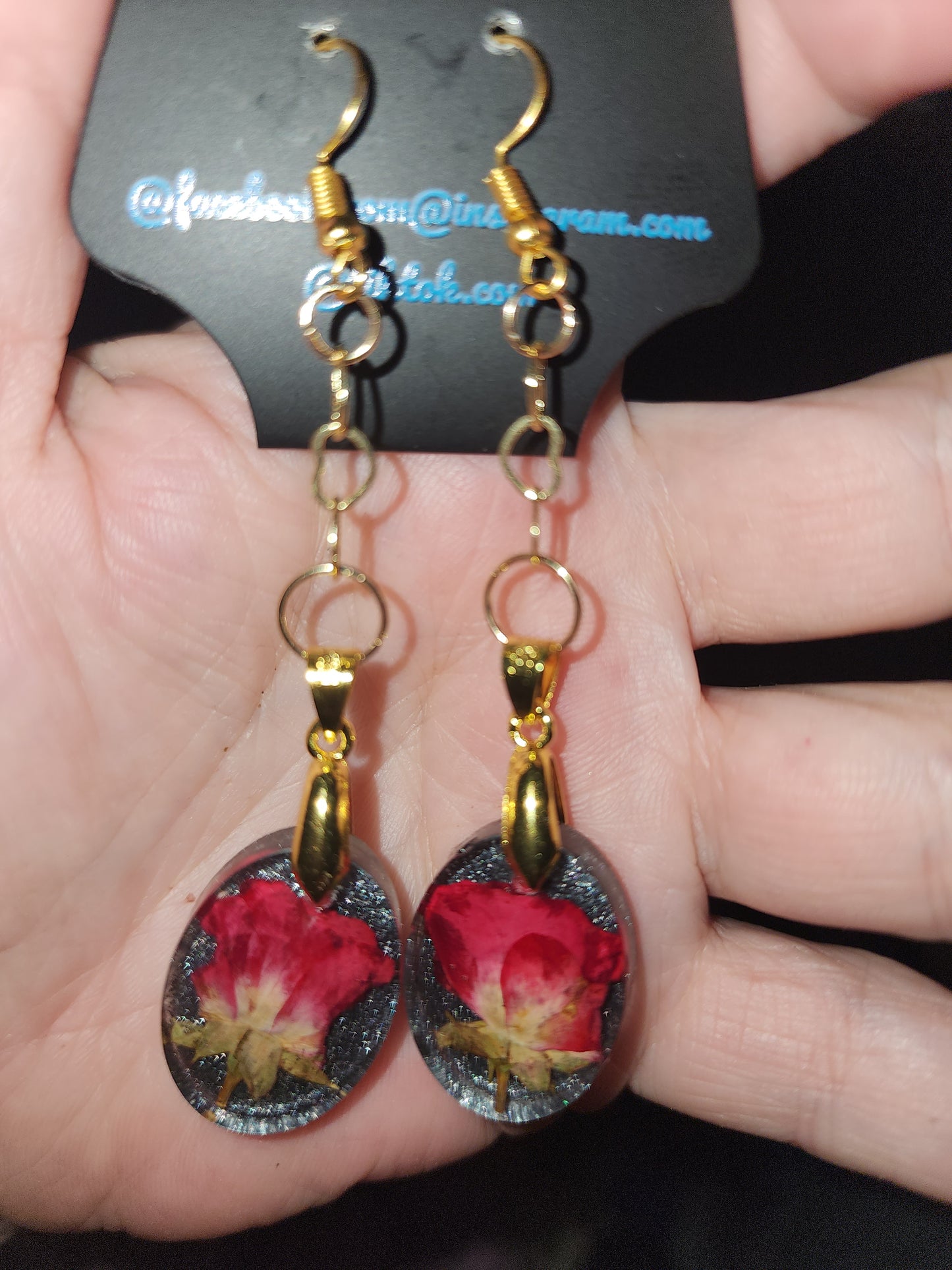 Beautiful deep red Rose earrings