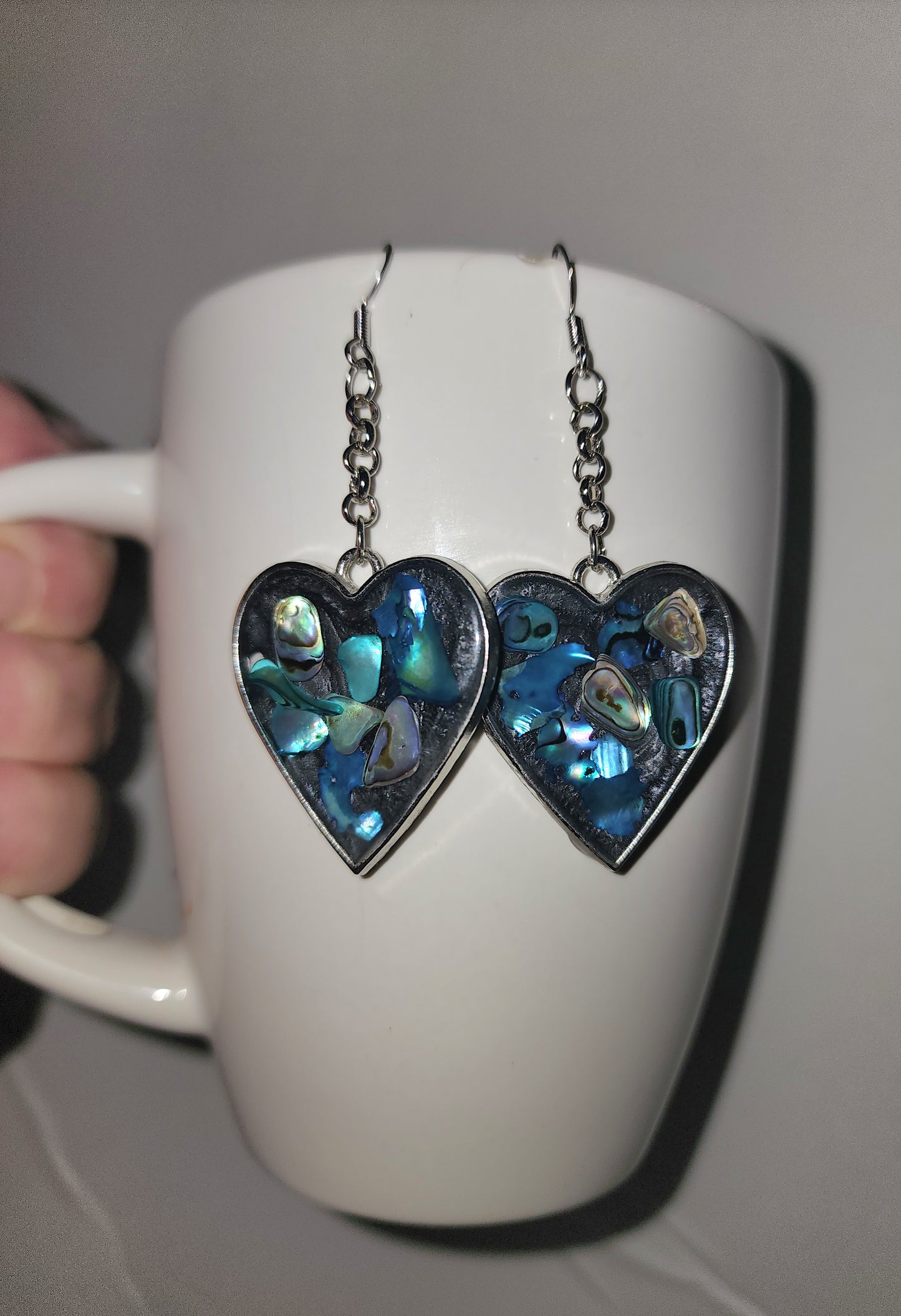 Abalone heart eearrings