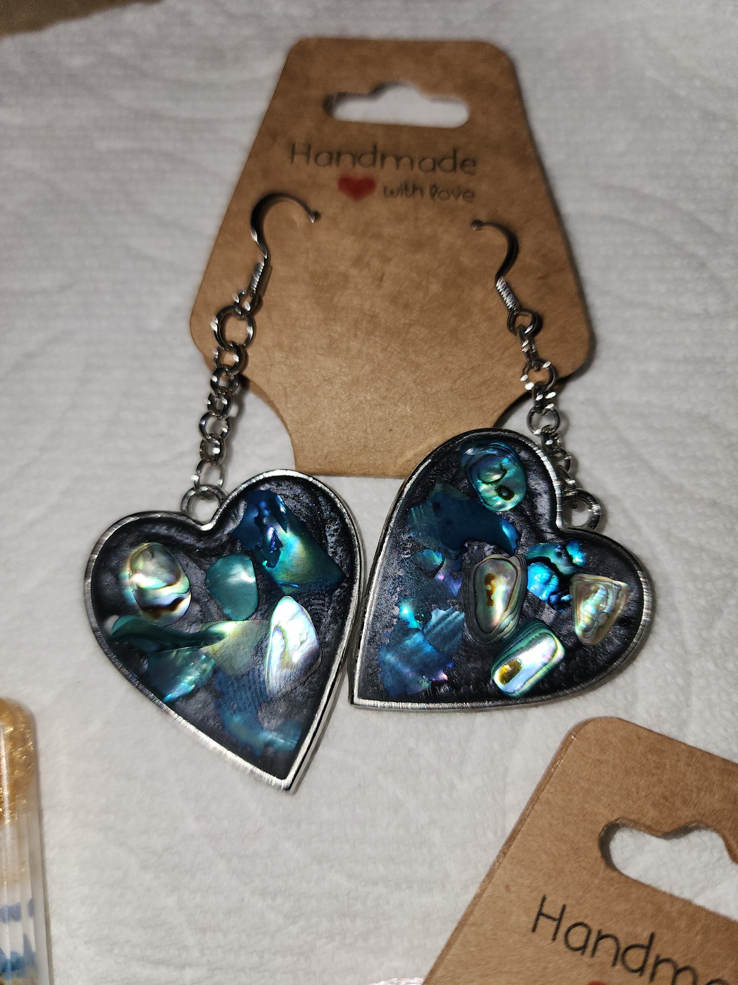 Abalone heart eearrings